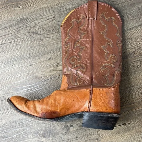 Nocona Men’s Brown Ostrich Western Cowboy Boots, size 9